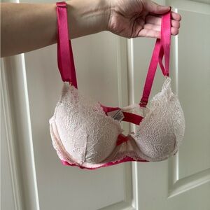 Victoria's Secret Lace Bra in Pink and Cream